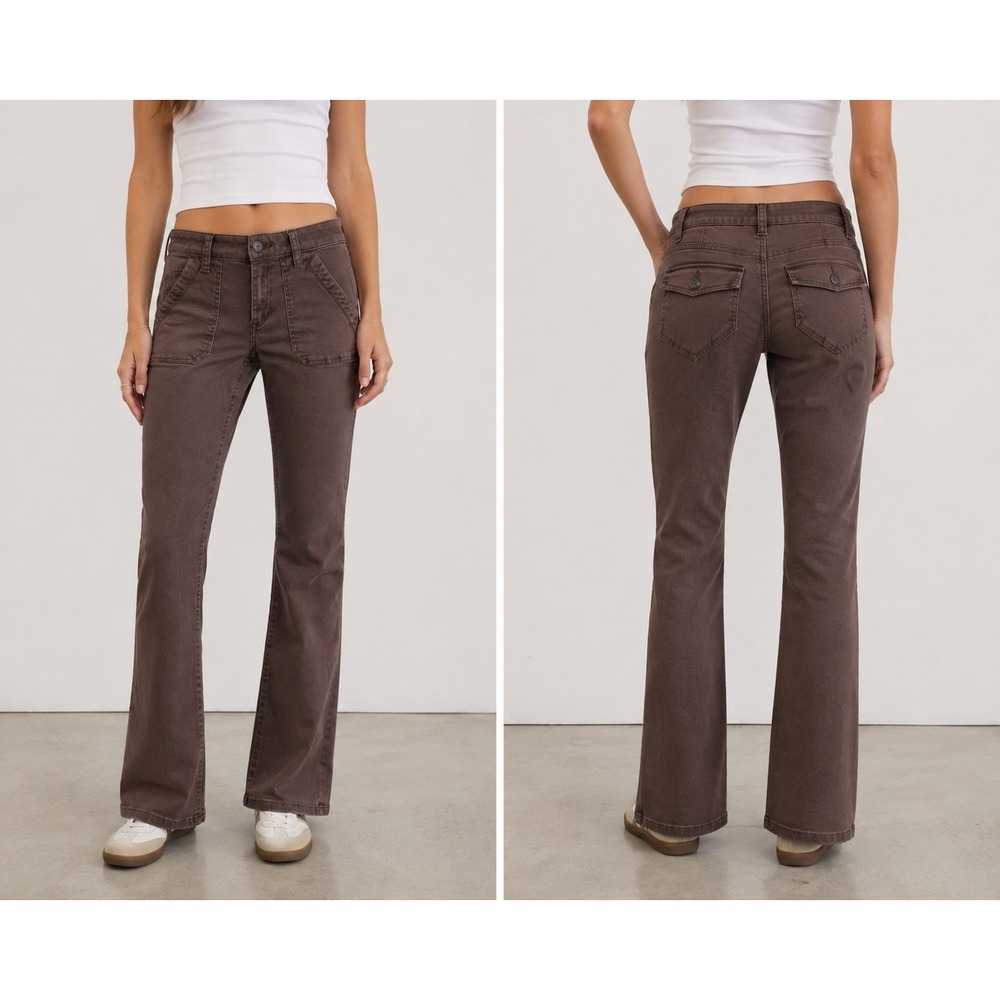 Sonoma Goods For Life Slim Bootcut Pants Brown Utility Patch Pocket Size 4